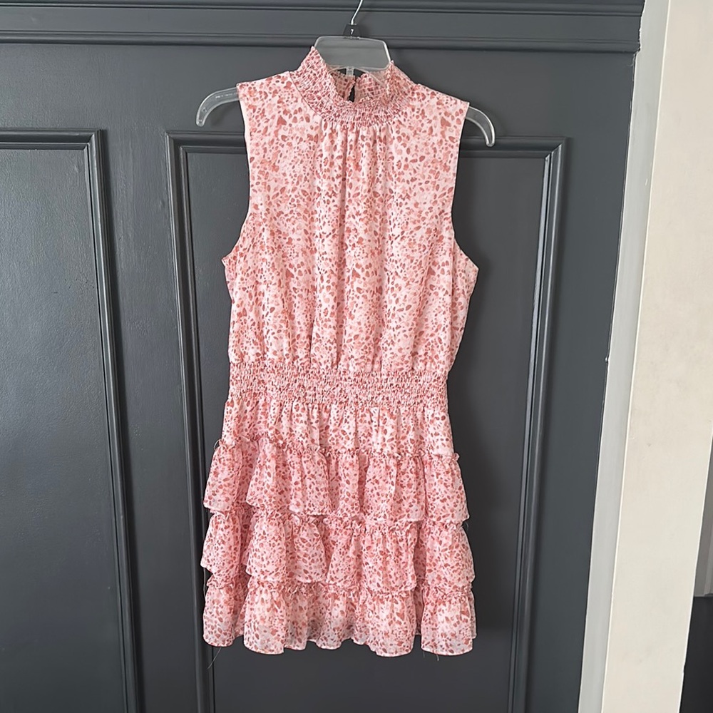 Express pink cowl neck Patterned mini Dress